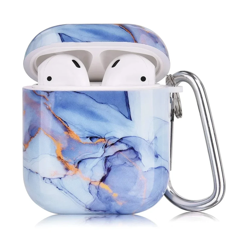 QINGQING Cute Printed Hard Case for AirPods 1/2 - Shockproof Keychain Cover