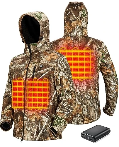 TIDEWE Heated Jacket for Men with Battery Pack, Heated Coat (Camo, Size XXL)