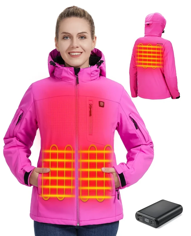 TIDEWE Heated Jacket for Women with Battery Pack, Hunting Coat (Pink, Size L)