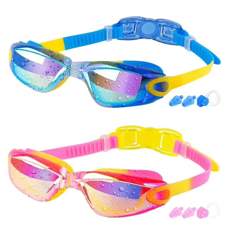 COOLOO Kids Swim Goggles, 2 Packs Swimming Goggles for Kids Girls Boys and Child Age 4-16