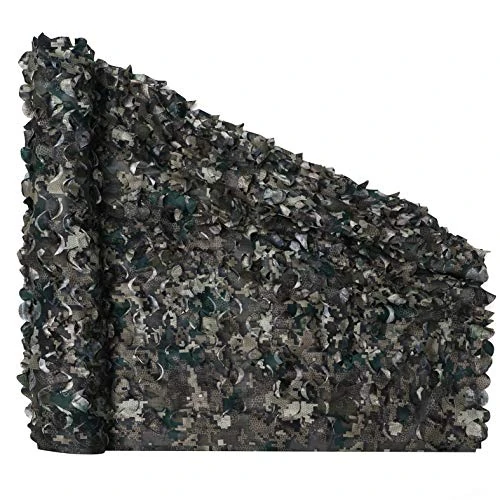AUSCAMOTEK Camo Netting Camouflage Net for Deer Blind Material Soft Quiet -Digital Black 5x6.5Ft