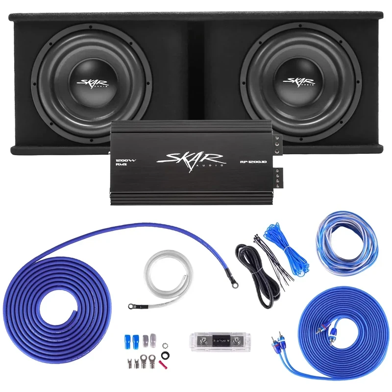 Skar Audio Dual 12" Complete 2,400 Watt SDR Series Subwoofer Bass Package - Includes Loaded Enclosure with Amplifier