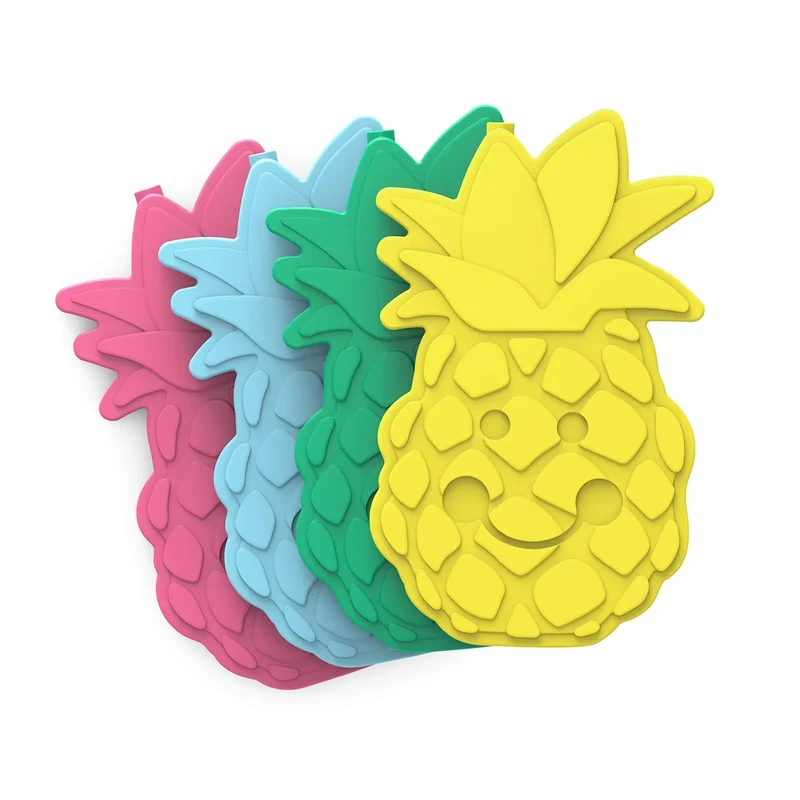 Bentgo Buddies Reusable Ice Packs - Slim Ice Packs for Lunch Boxes, Lunch Bags, and Coolers - Multicolored 4-Pack (Pineapple)