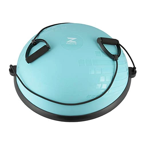 ZELUS Balance Ball Trainer Half Yoga Exercise Ball with Resistance Bands and Foot Pump for Yoga Fitness Home Gym Workout (Green)