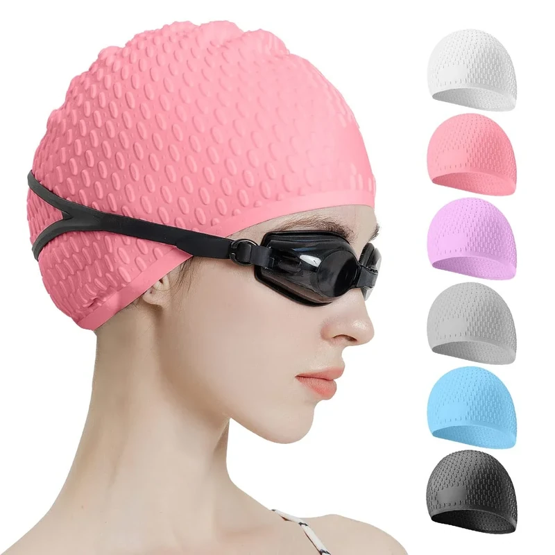 Tripsky Silicone Swim Cap,Comfortable Bathing Cap Ideal for Curly Short Medium Long Hair, Swimming Cap for Women and Men, Shower Caps Keep Hairstyle Unchanged, Large