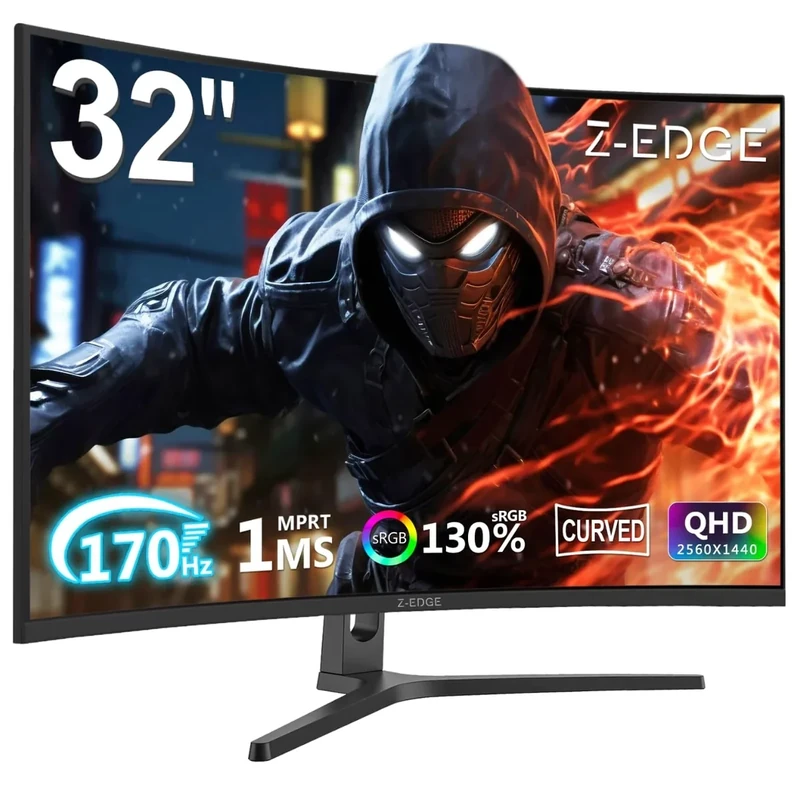 Z-Edge 32" Curved Gaming Monitor - 1440p QHD 170Hz 1ms MPRT 1500R