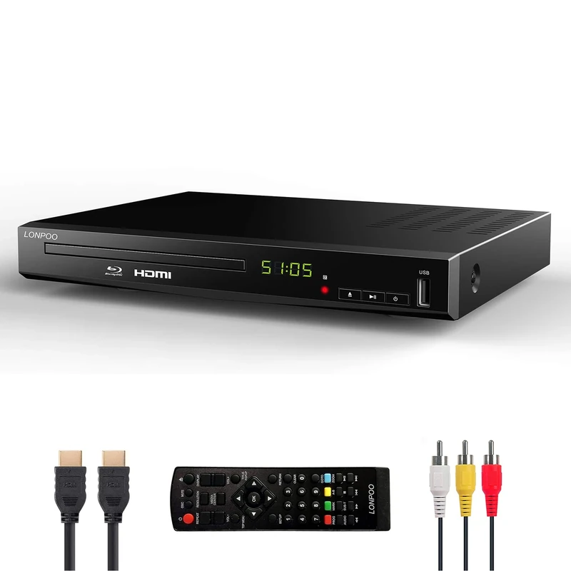 LONPOO Blu-Ray Player 1080p with HDMI, USB & Coaxial Output