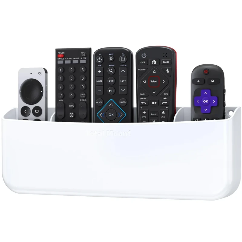 TotalMount Hole-Free Remote Holder - Holds 5-6 Remotes, No Drilling