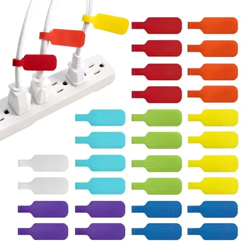 Wrap-It Storage Cable Labels - Multi-Color 30-Pack for Quick Wire ID