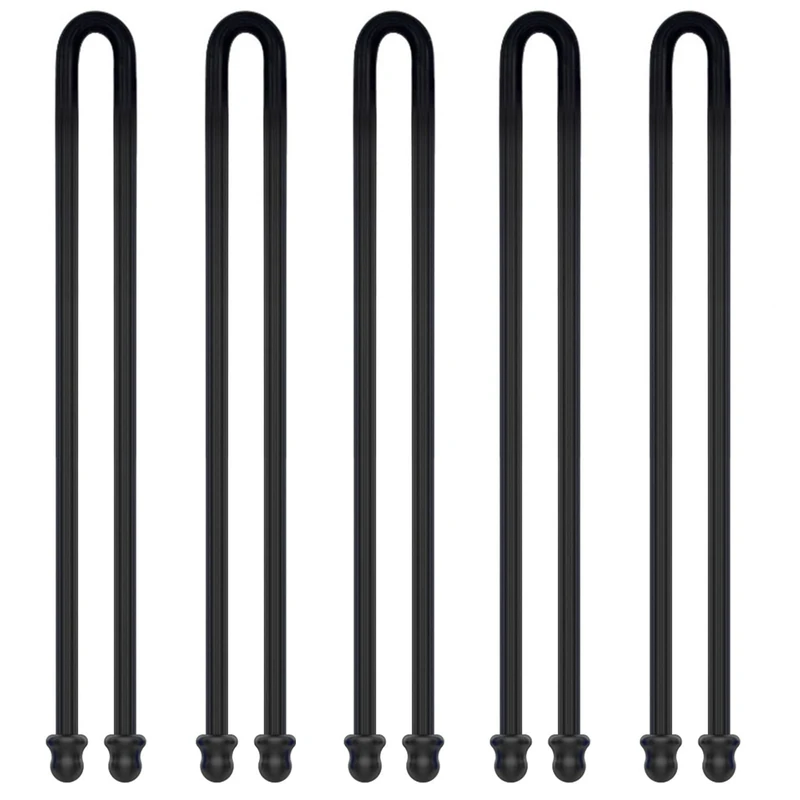 5Pcs 18in Silicone Cable Tie, Cord Organizer for Bundling Earphone, Computer Cords, Reusable Straps for Home, Office, Kitchen, Dia 5mm - Image 1