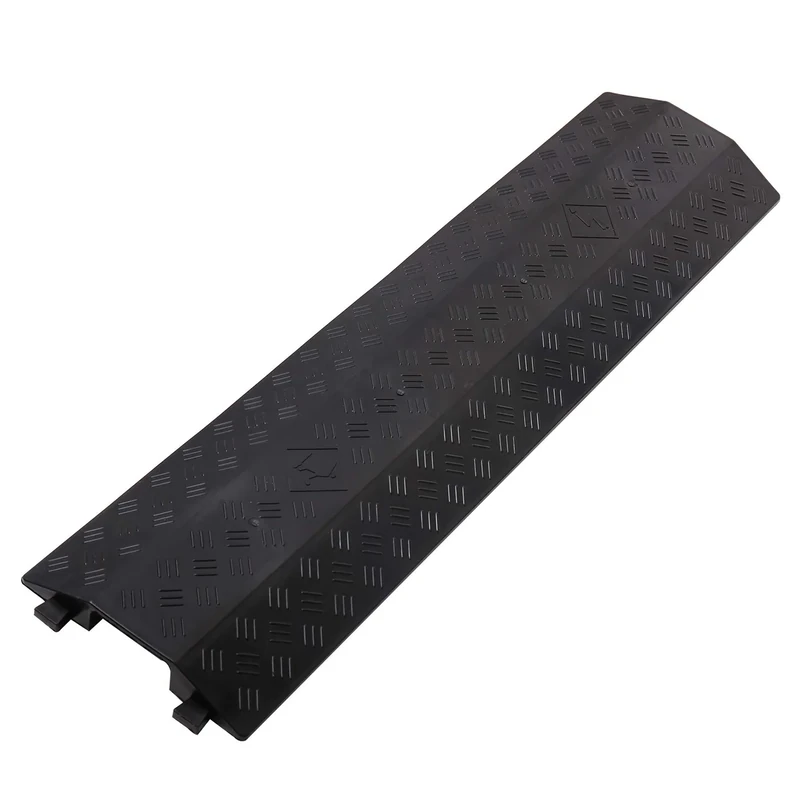 Anbotek Medium 2-Pack Floor Cord Cover - Drop Over Cable Ramp, Black - Image 1