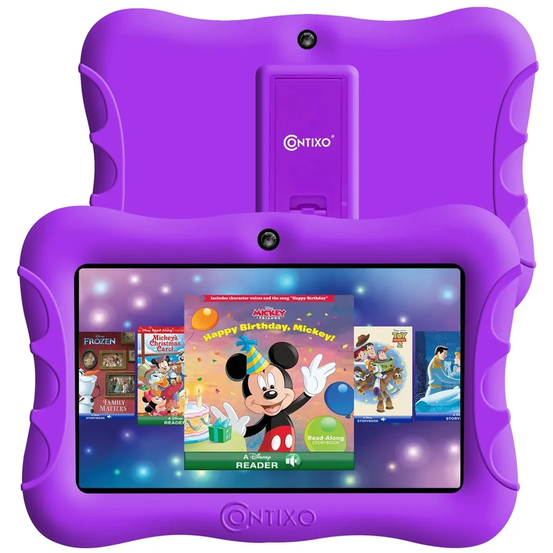 Contixo 7" Kids Tablet - Purple - 32GB, Android Tablet w/Exclusive 14+ Learning Games & Educational Apps, WiFi, Parental Controls, Kid-Proof Case & Kickstand