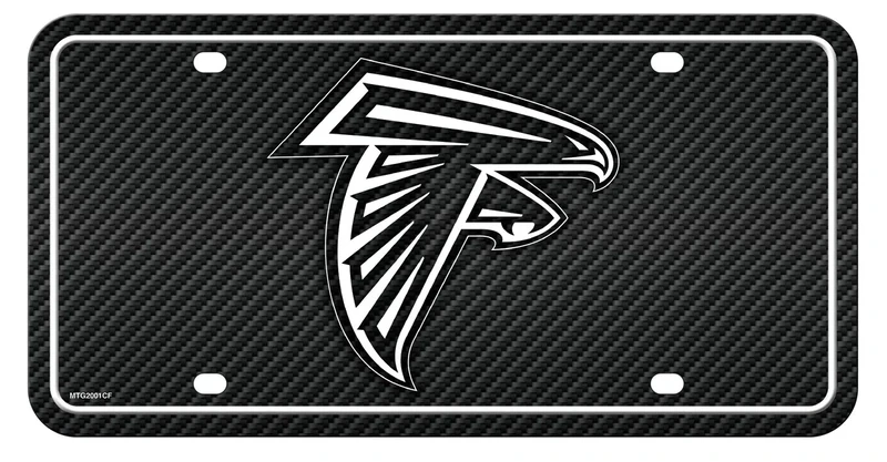 Rico Industries NFL Football Atlanta Falcons Carbon Fiber Metal Auto Tag 6" x 12" - Great For Truck/Car/SUV
