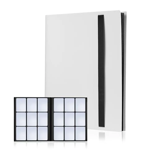CLOVERCAT 9 Pocket Flat Trading Card Binder - Double Sided 360 Card Album for Sports Gaming, Baseball, Football, Yugioh, MTG (White)