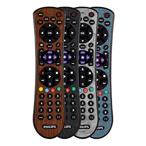 Philips Universal Remote Control for Samsung, Vizio, LG, Sony, Sharp, Roku, Apple TV, TCL, Panasonic, Smart TVs, Streaming Players, Blu-ray, DVD, 4 Device, Walnut, SRP4320W/27
