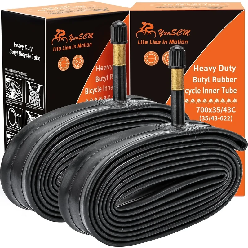 700C Heavy Duty Bike Tubes 700x35C/38C/40C/43C AV48 Schrader Valve (35/43-622) 700C Bicycle Inner Tubes Compatible with 700x35C 700x36C 700x37C 700x38C 700x40C 700x42C 700x43C Bike Tire Tubes 2-PCS