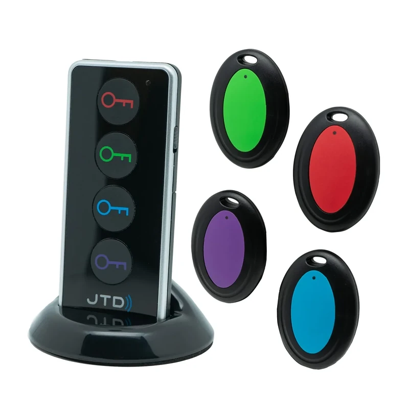 Key Finder with 100dB Loud Sound & 4 Receivers - Remote Finder Locator for Keys, Wallet, TV Remote, Pets, 131ft Range, No Phone or App Needed, Waterproof Anti-Loss Tracking Device