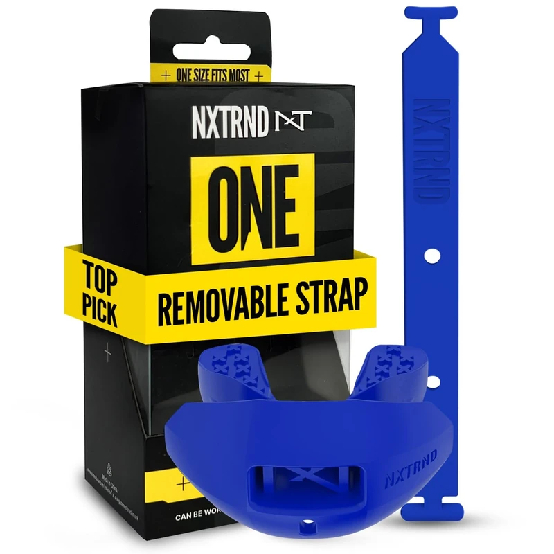 Nxtrnd One Football Mouth Guard, Strap Included, Fits Adult & Youth (Royal Blue)