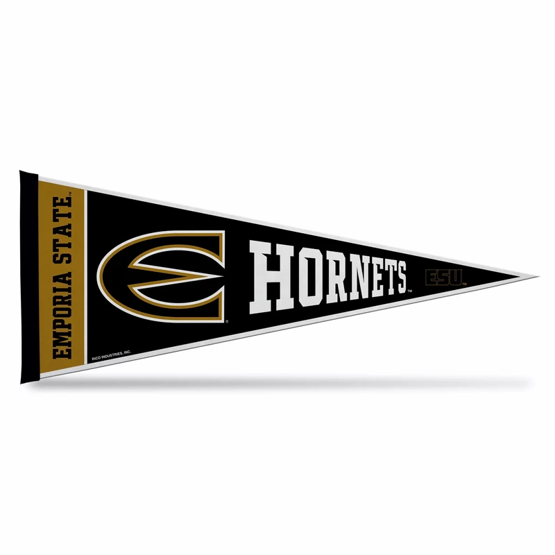 Rico Industries NCAA Emporia State Hornets Exclusive 12" x 30" Felt Wall Décor Pennant - Great for Home/Bed Room/Man Cave Décor