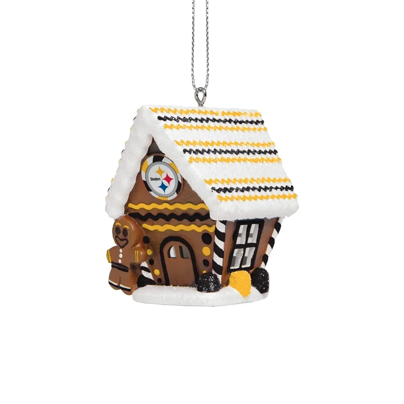 FOCO Pittsburgh Steelers NFL Gingerbread House Ornament, One Size, ABSONFGBHS