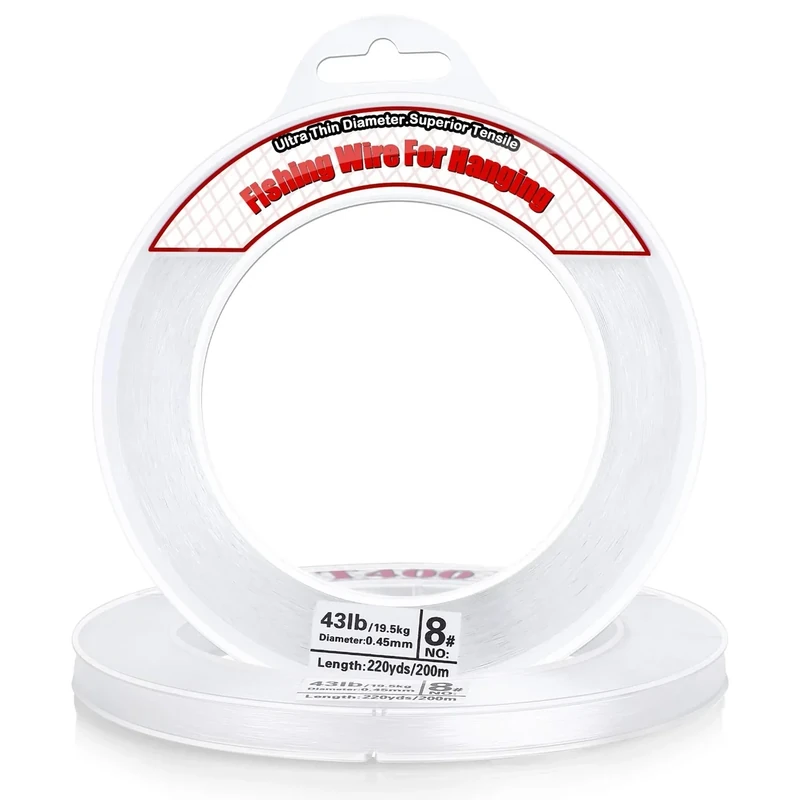 Clear Fishing Wire, Acejoz 656FT Fishing Line Clear Invisible Hanging Wire Strong Nylon String Supports 43 Pounds for Balloon Garland Hanging Decorations