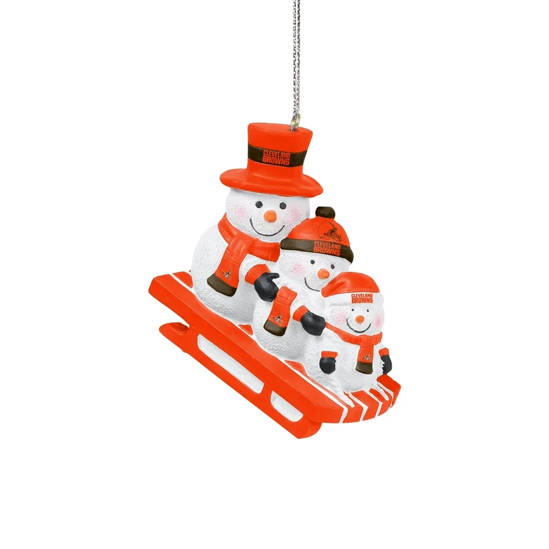 FOCO Cleveland Browns NFL Sledding Snowmen Ornament, team color, one size (RONFSMSD)
