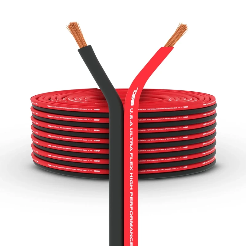 DS18 SW-16GA-100RB 16-GA Ultra Flex Speaker Wire Red and Black 100 Ft - Speaker Cable for Audio Applications
