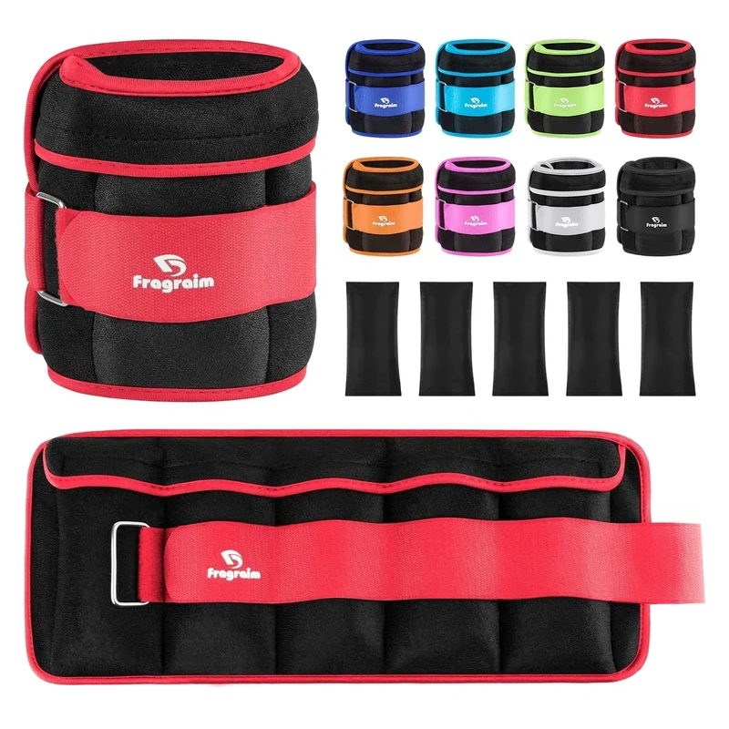 Adjustable Ankle Weights 1-12 LBS Pair with Removable Weight for Jogging, Gymnastics, Aerobics, Physical Therapy, Resistance Training|Each 1.2-6 lbs, Total 12LBS, Red