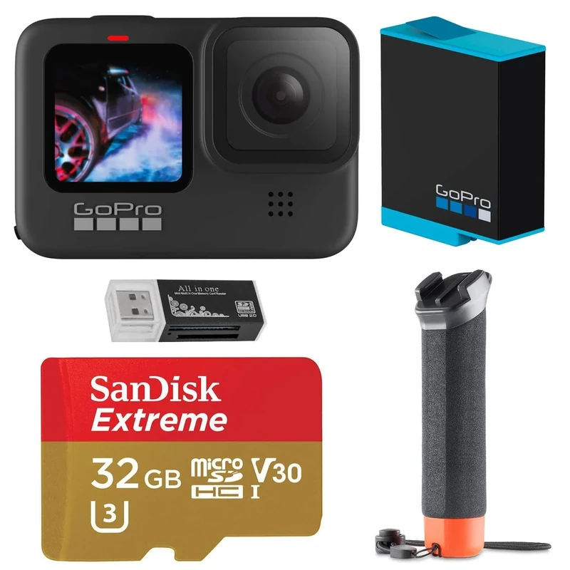 GoPro HERO13 Black - Waterproof Action Camera with 5.3K60 Video, 27MP Photo, Bundle with Froggi Extreme Sport 47-pc Accessories Kit, 64GB microSD Card (HERO9 Black)