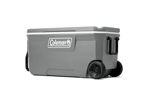 Coleman Classic Series Insulated Portable Rolling Cooler with Wheels, Leak-Resistant Outdoor Hard Cooler Keeps Ice up to 5 Days, 100-Quart