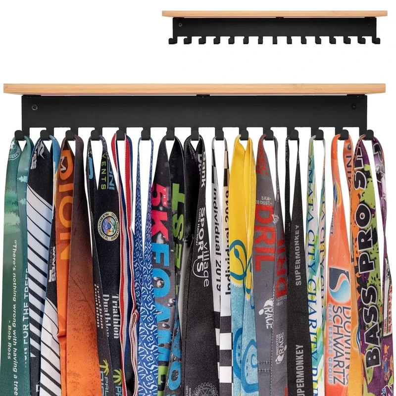 Trophy Shelf with Hooks for Medals - Metal Display Shelf for Wall Mount Ribbon Display, Trophy Shelves for Gymnastics, Soccer, Wrest,Running Race Medals Awards Rack,Gifts for Runners Luxurious