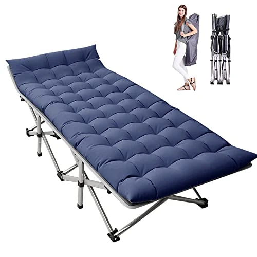 LILYPELLE Folding Camping Cot, Extra Wide Heavy Duty Sleeping Cots with Carry Bag, Double Layer Oxford Portable Travel Camp Cots for Home, Office Nap and Outdoor Beach