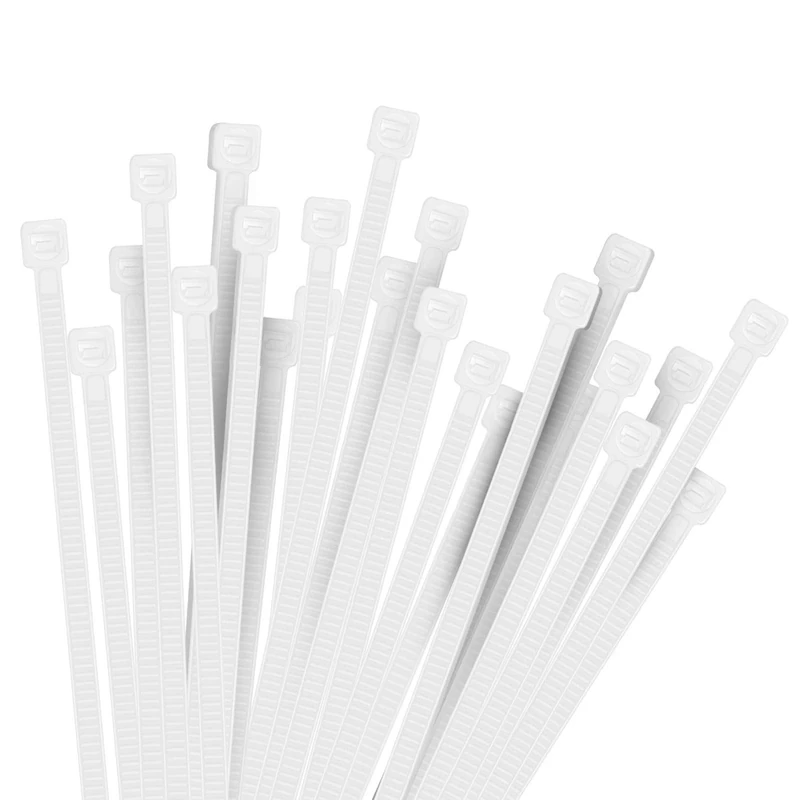 HMROPE 100pcs White Heavy Duty Zip Ties - 12in, 50lb Tensile