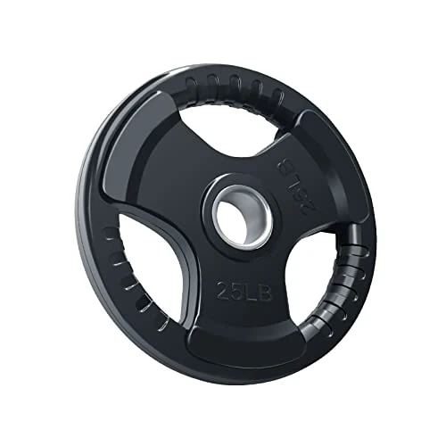 RitFit Weight Plates for Barbell, 2-Inch Olympic Rubber Grip Plates for Weightlifting and Strength Training in Home & Gym, Single, Pair and Sets(25 LB, Single)