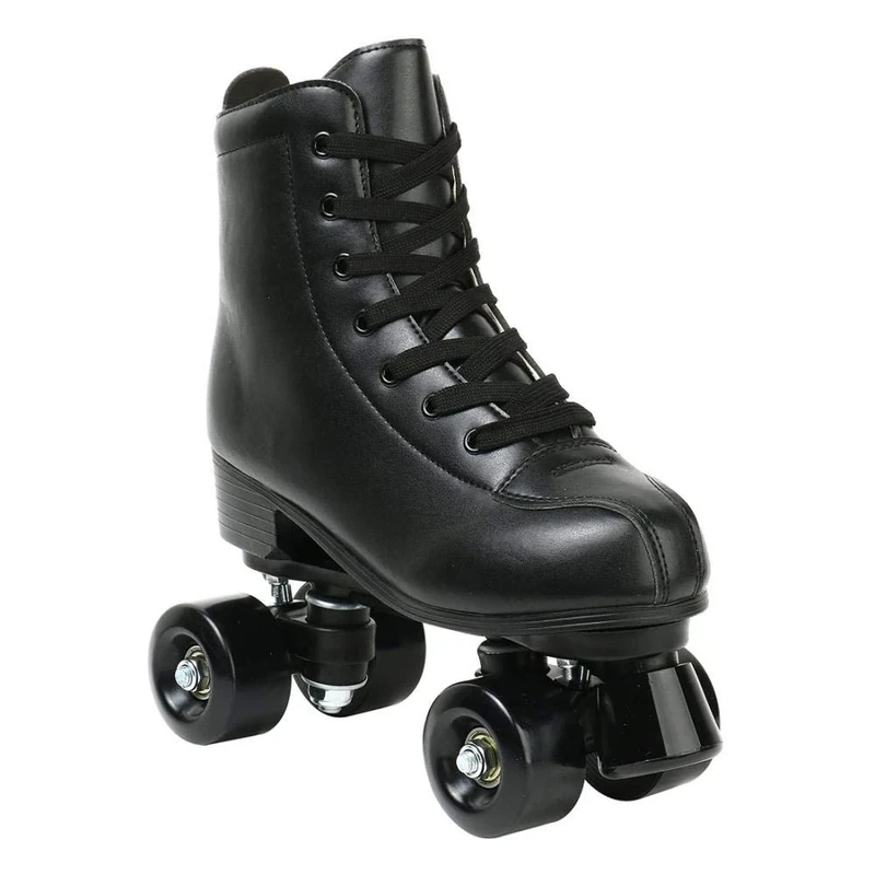 YYW Roller Skates for Women Men, High Top PU Leather Classic Double-Row Roller Skates, Indoor Outdoor Roller Skates for Beginner a Shoes Bag (Black Black Wheel, 42)
