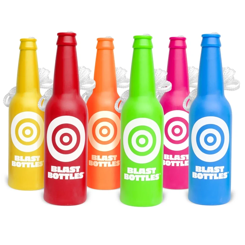GoSports Outdoors Blast Bottles – 6 Pack – Shatterproof Bottle Shooting Targets with Rope for Firearm Target Practice, Great for Indoor & Outdoor Gun Ranges