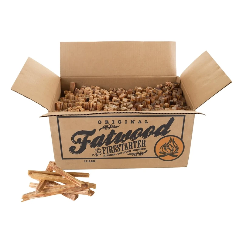 Fatwood Fire Starter Sticks 25lb Box - Indoor or Outdoor 100% All Natural Pine Fire Starters for Campfires, Fireplace, Firepit, Wood Stove, or BBQ Grill - Kindling Wood Firewood Lighter by Pure Garden