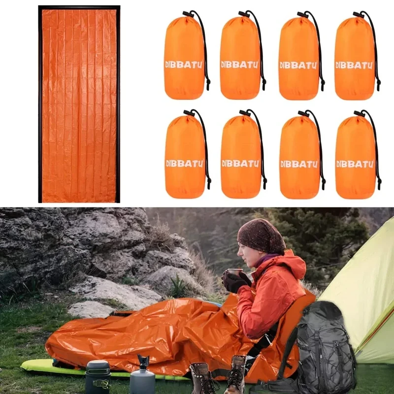 DIBBATU 2/4/6/8 Pack Emergency Sleeping Bag, Survival Gear Bivy Sack Blanket, Waterproof Lightweight, Portable Nylon Sack for Camping Hiking Outdoor Adventure Activities