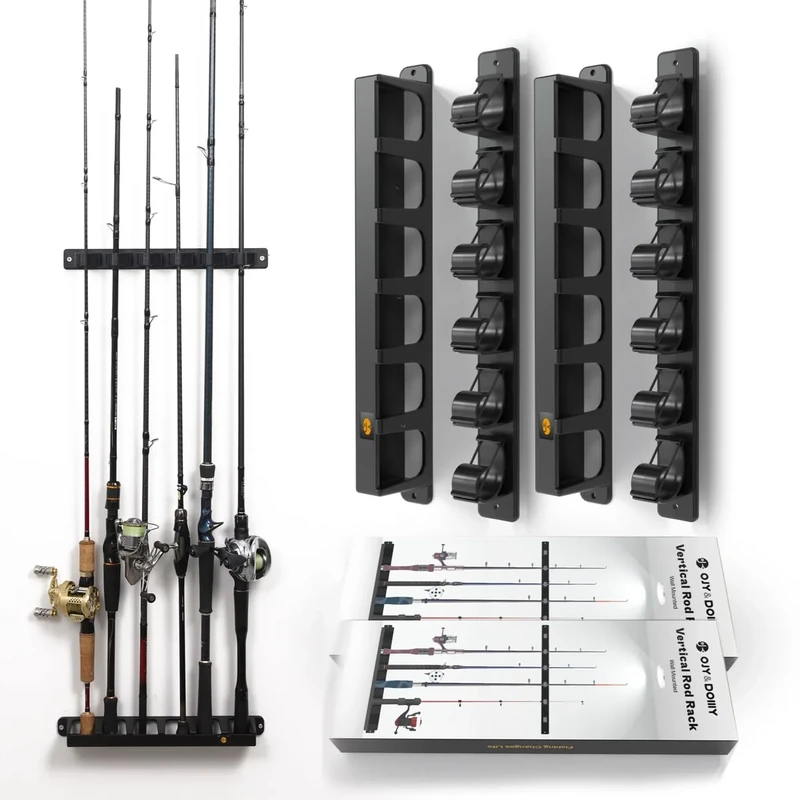 OJYDOIIIY Wall Mount Fishing Rod Holders,Vertical Fishing Pole Storage Rack for Garage 2 Packs