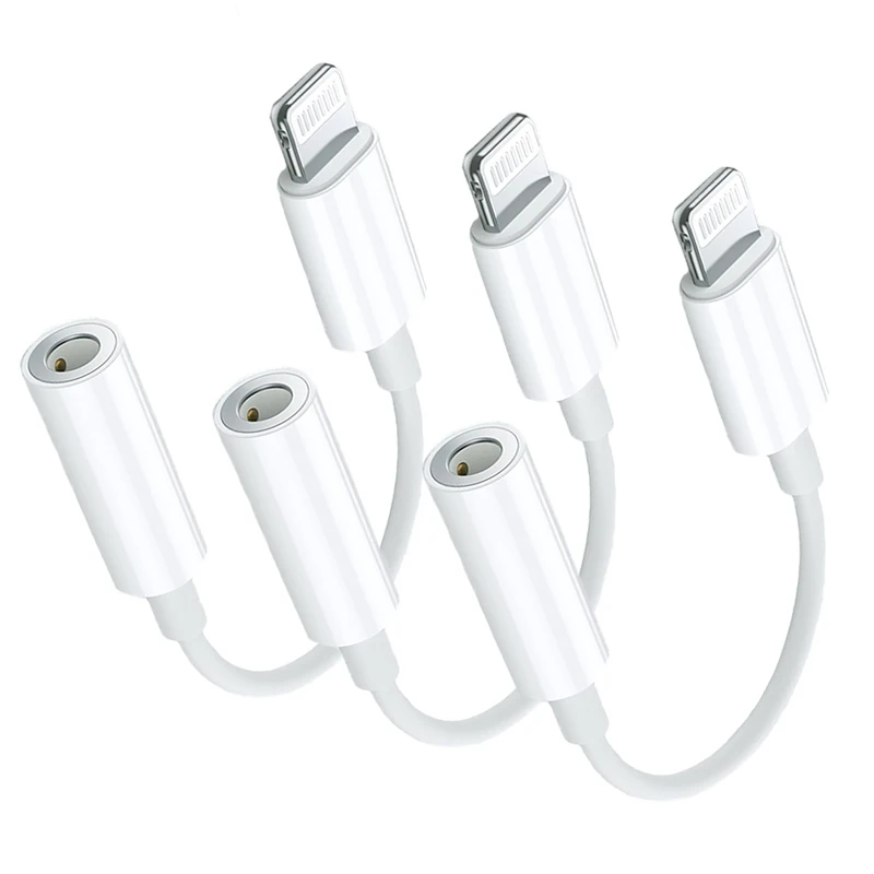 Aprolink MFi Certified 3-Pack Lightning to 3.5mm Adapter with DAC