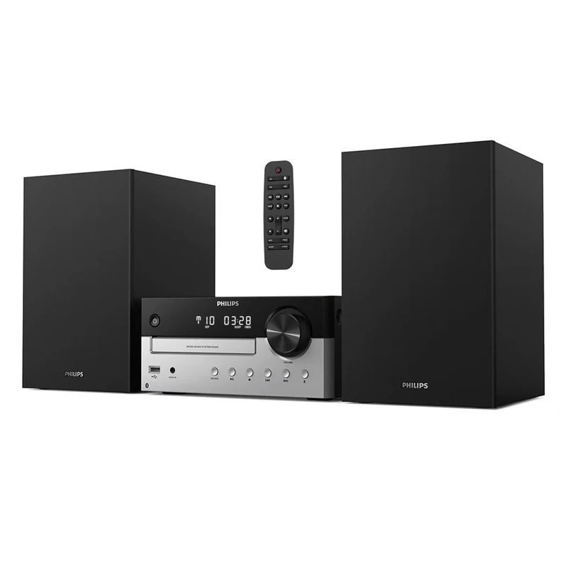PHILIPS Bluetooth Stereo System for Home with CD Player, MP3, USB, Audio in, FM Radio, Bass Reflex Speaker, 60W, Remote Control Included