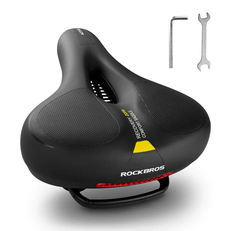 ROCKBROS Bike Seat Cushion for Men Women with Dual Shock Absorbing Ball Memory Foam - Ergonomic Bike Saddle, Handle for Easy Transport Soft Wide Waterproof Exercise Bicycle Seat for Peloton, Road Bike