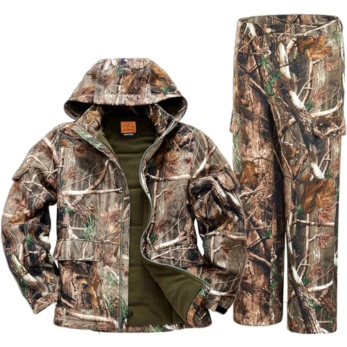 NEW VIEW Camo Hunting Clothes for Men - Winter Warm Jacket and Pants, Fleece Lined Hunting Suit for Deer, Duck, Bow Hunts