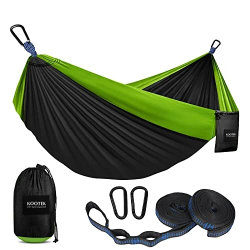 Kootek Camping Hammock 500 lbs Capacity, Portable Hammocks with Tree Straps & Attached Carry Bag, Camping Essentials Gear, Perfect for Outside Indoor Hiking Beach Backpack Travel