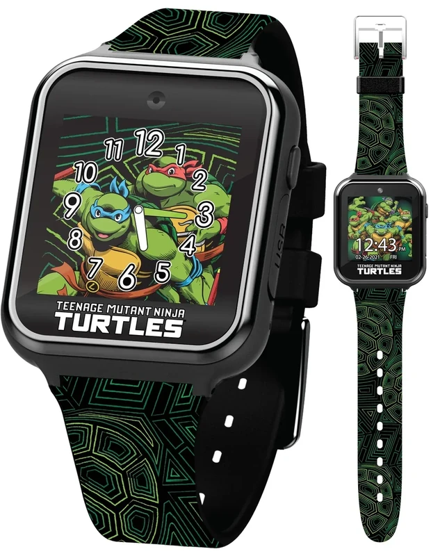 Teenage Mutant Ninja Turtles Kids Smart Watch with Selfie Camera, Video Recorder, Games, Stopwatch, Alarm, Calculator, and Calorie Counter – Fits Wrists 5.5" to 8"