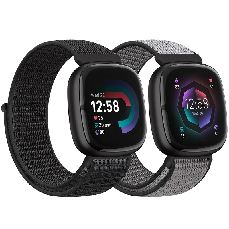 AVOD Nylon Bands Compatible with Fitbit Versa 4/Sense 2/Versa 3/Fitbit Sense, Soft Breathable Sport Adjustable Replacement Strap Women Man Wristband Accessories