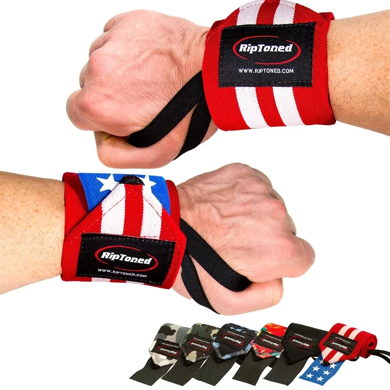 Rip Toned Wrist Wraps for Weightlifting – USPA & USAPL Approved 18" Wrist Straps for Powerlifting – Adjustable, Durable Gym Wraps with Thumb Loop – Maximum Support for Men & Women – USA Flag Stiff