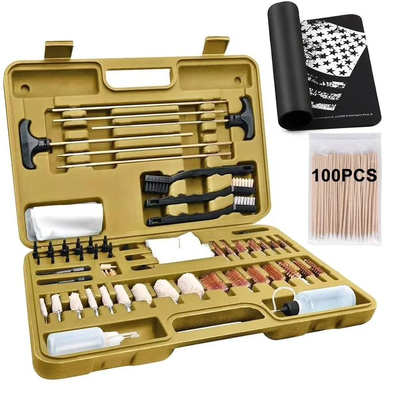 iunio Gun Cleaning Kit, Universal Gun Cleaning Kit for All Caliber Shotgun Pistol Rifle Cleaning Kit with Mat Portable Case