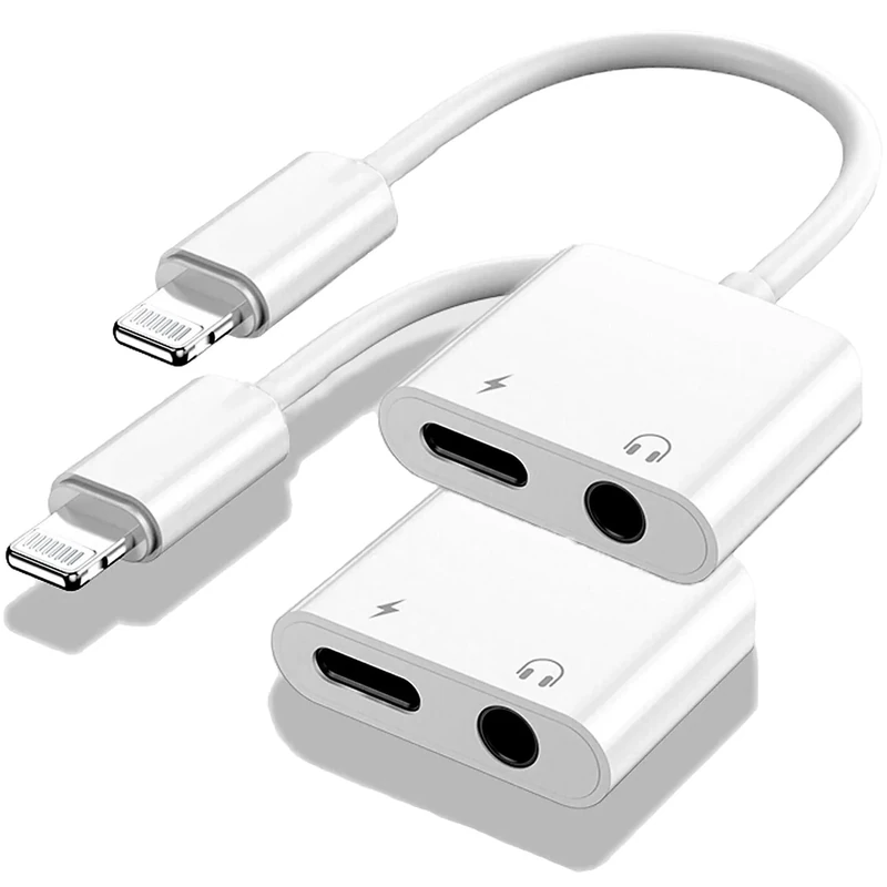 Aprolink MFi 2-in-1 Lightning to 3.5mm Adapter - Charge & Audio, White