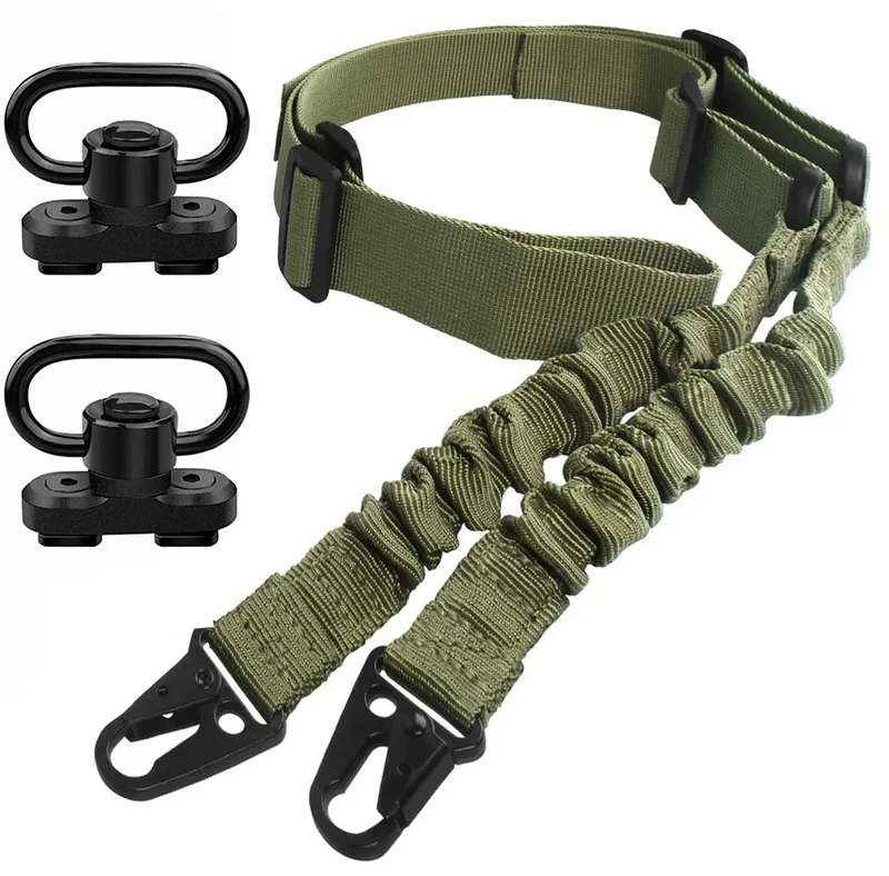 Bengor Two Point Traditional Sling with Attachments Mounts, Adjustable Extra Long Rifle Sling for Rifle with 2 Pack 1.25" QD Swivel Mounts for M-Rail